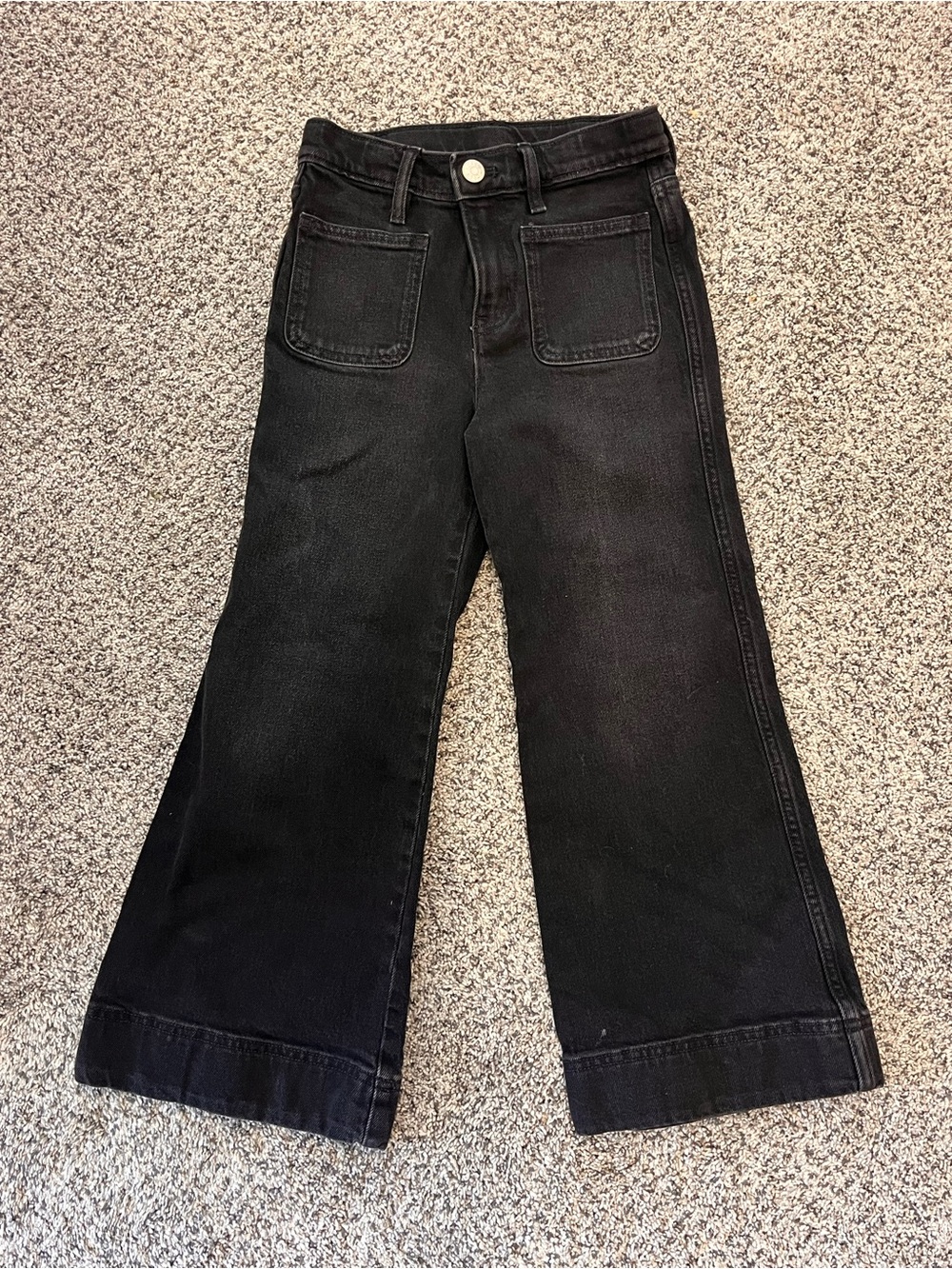 Crewcuts Black Wide-Leg Jeans Front Patch Pockets size 7